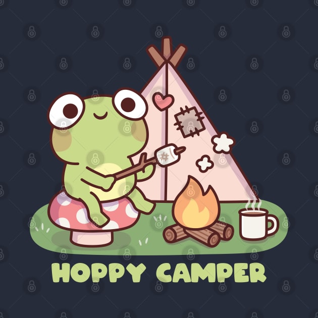 Cute Frog At Campfire Hoppy Camper Pun by rustydoodle