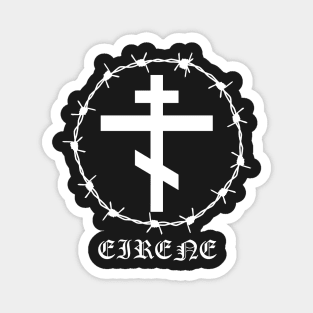 Eastern Orthodox Cross Peace Eirene Barbed Wire Metal Hardcore Punk Magnet