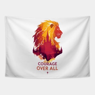 Courage Over All - Lion Silhouette - Fantasy Tapestry