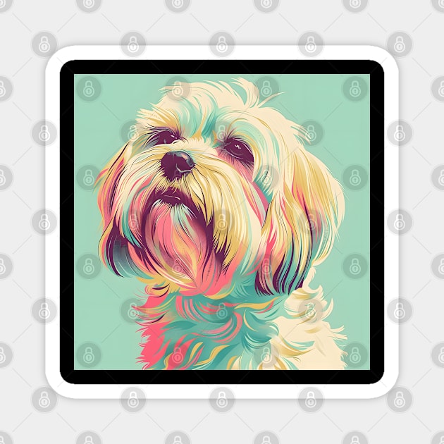 70s Tibetan Terrier Vibes: Pastel Pup Parade Magnet by NatashaCuteShop