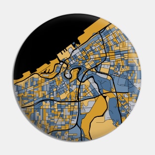 Cleveland Map Pattern in Blue & Gold Pin