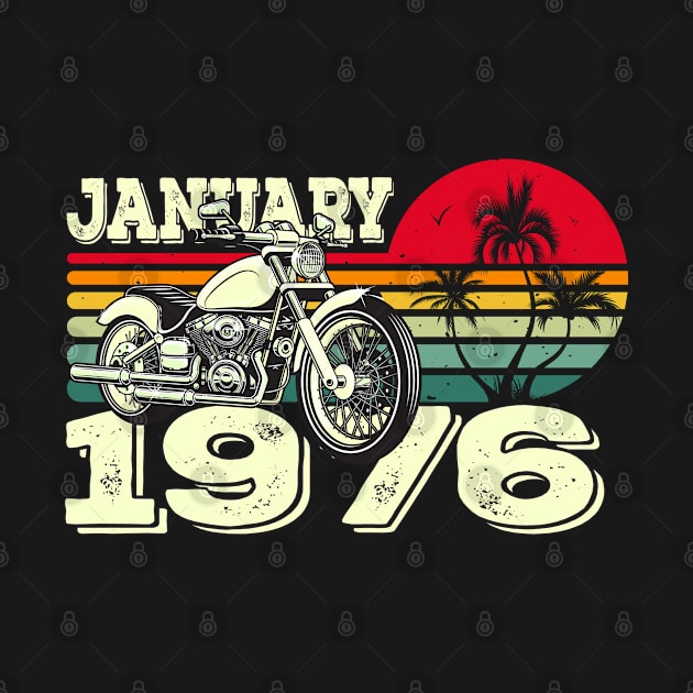 Vintage 76's Gift Motorcycle Sunset January 1976 Birthday by Kawaii_Tees