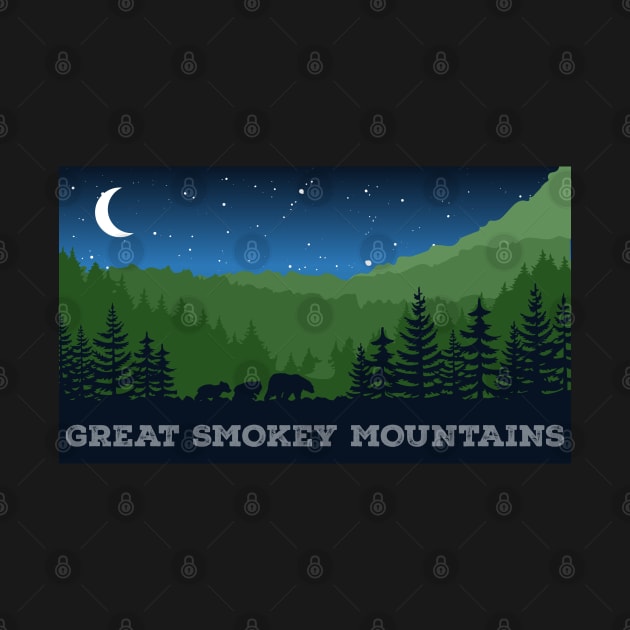 Dark Blue Great Smokey Mountains Bear Design by maya-reinstein