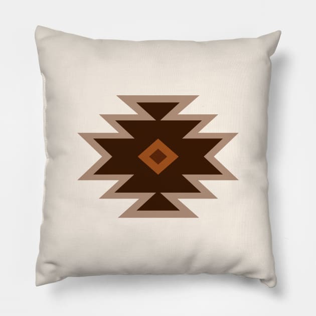 Aztec Single Motif Art Browns Rust Cream Pillow by NataliePaskell