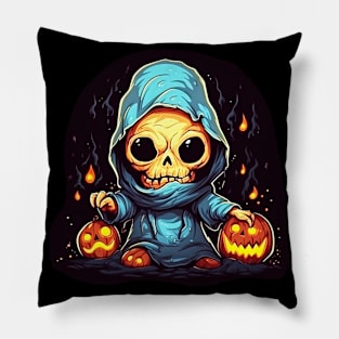 Eerie Halloween Ghoul Art - Spooky Season Delight Pillow