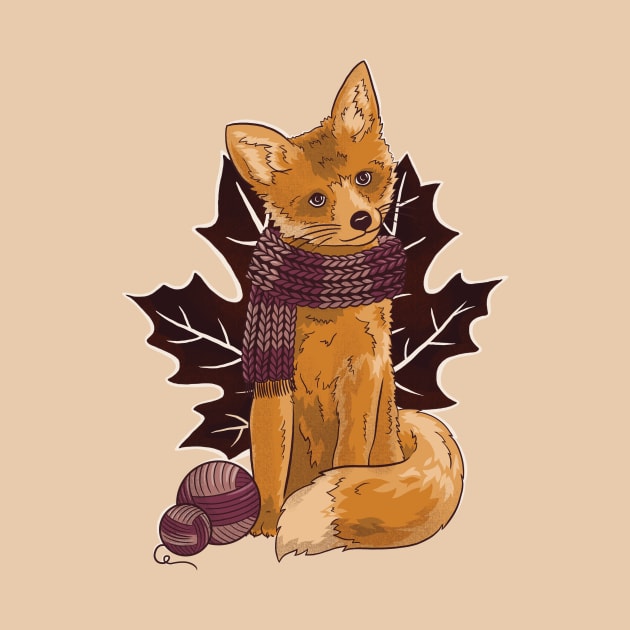 Fall Knitting Fox by polliadesign