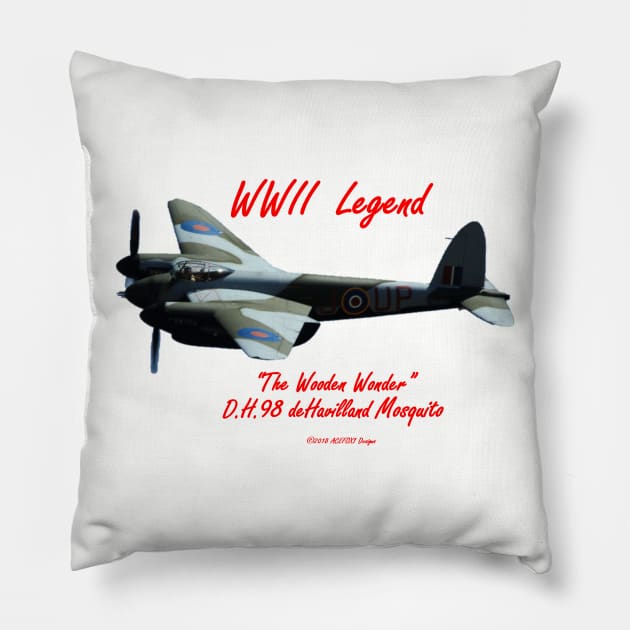 DH 98 Mosquito Design Pillow by acefox1