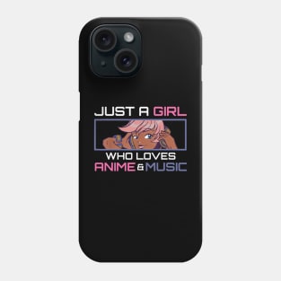 Just A Girl Who Loves Anime And Music Afro African American Phone Case