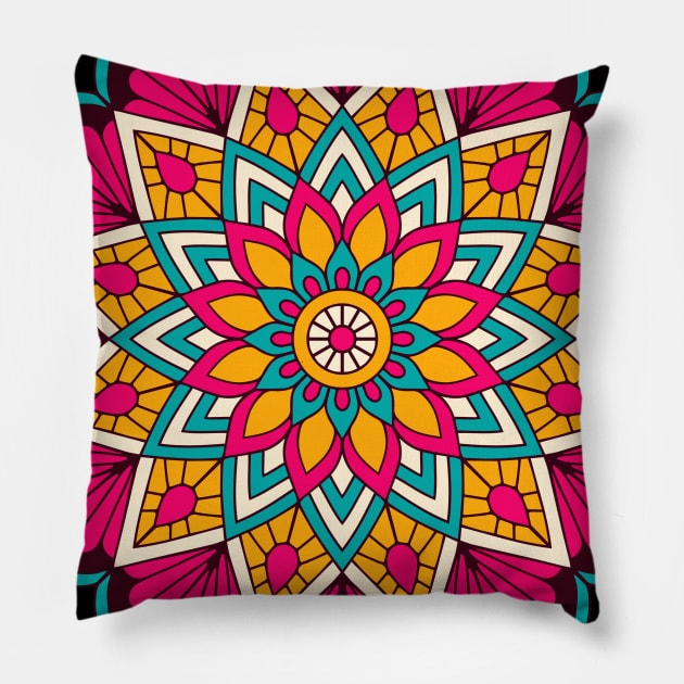 mandala-design, mandala-art, geometric, abstract, mandala and spirituality, colorful, rainbow, mandala pattern, mandala flower patterns, Flower Mandala ,Spirituality Pillow by Utopia Shop