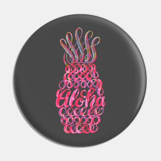 Cute Pink Pineapple Hawaii Aloha Unique Design Pin by DoubleBrush