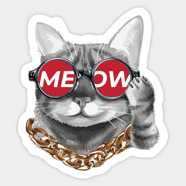 Cute Cat Wearing Glasses Hip Hop Sticker Teepublic