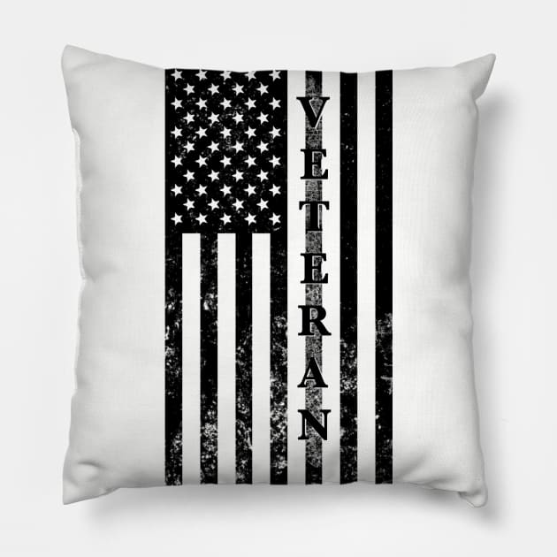 Distressed Veteran Flag Pillow by BlackGrain