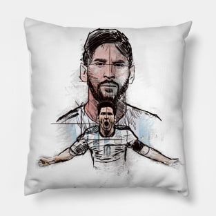 Messi On Sketch Art Pillow