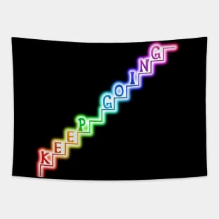 Keep Going Glowing Rainbow Stairway Tapestry