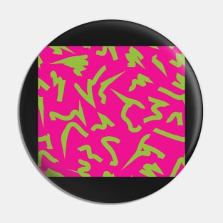 Dopamine Hot Pink and Neon Lime Green Bright Retro 80's Eighties Abstract Scribble Pin