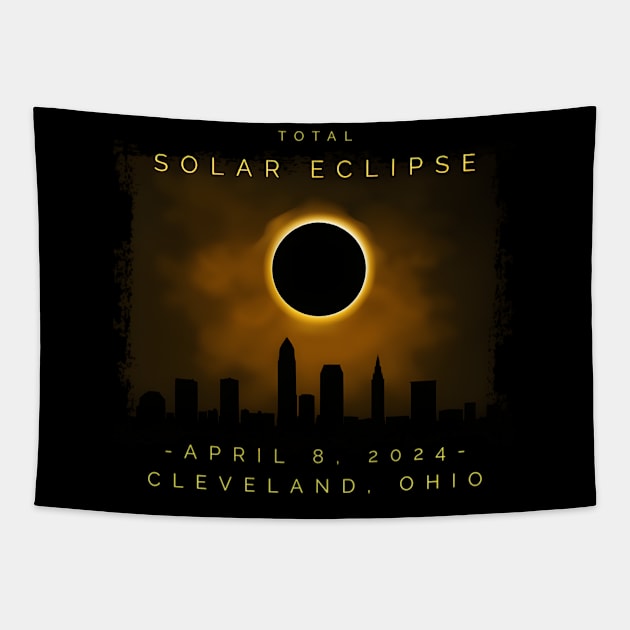 2024 Total Solar Eclipse In Cleveland Tapestry by jasper-cambridge