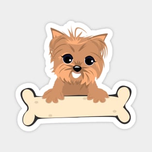 Blonde yorkie with a bone Magnet