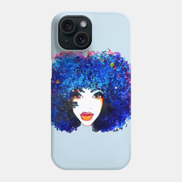 Blue Afro Brown eyes Natural Hair Queen Phone Case by EllenDaisyShop