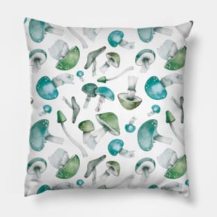 Blue & Green Mushrooms Pillow