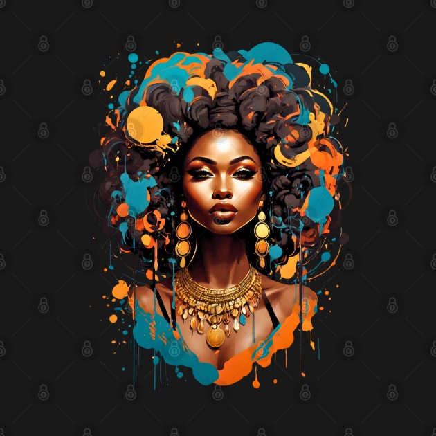 Black Woman Modern Hip Hop Afro fashionable design by Neon City Bazaar