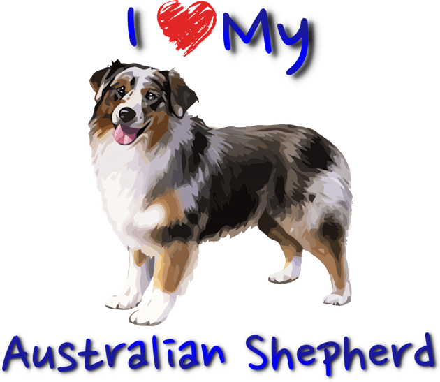 I Heart My Australian Shepherd Kids T-Shirt by BHDigitalArt