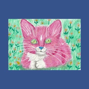 Happy pink kitten cat art T-Shirt