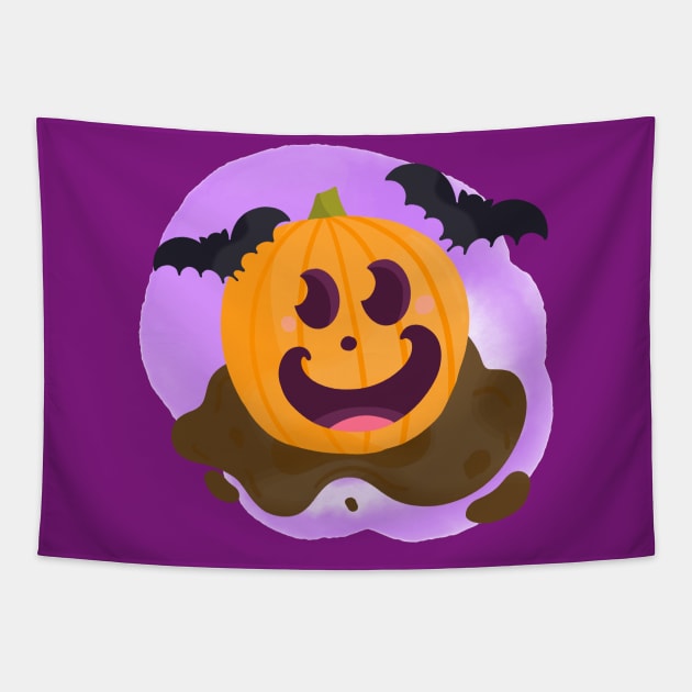 Happy Pumpkin Tapestry by MutchiDesign