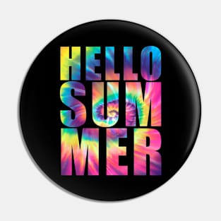 Retro Hello Summer Vacation Tie Dye Summer Vibes Kid Rainbow Pin