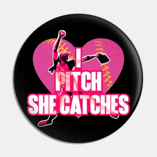 Pitch Catches Softball Baseball Player Pin