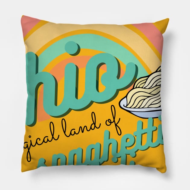 ohio - spaghetti chili Pillow by Summyjaye