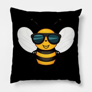 illustration of a bee wearing sunglasses Pillow