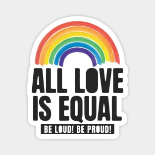 All Love Is Equal LGBTQ PRIDE MONTH | Retro Watercolor Rainbow Magnet