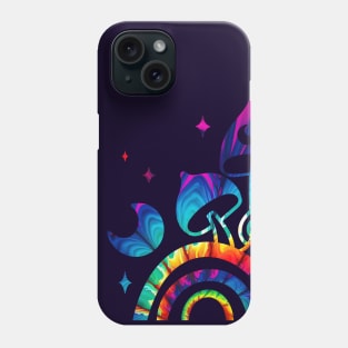 Three Magic Mushrooms on a Rainbow Phone Case