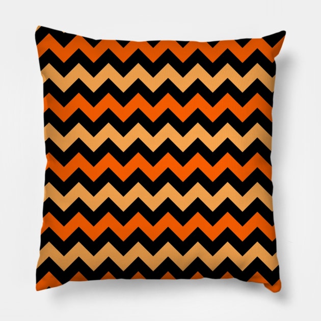 Black and Orange Zigzag Pattern Pillow by saradaboru