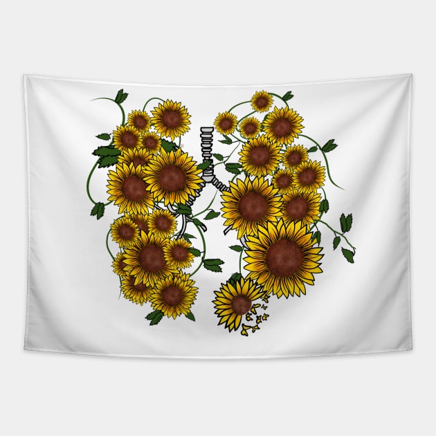 Sunflower lungs Tapestry by Mermaidssparkle