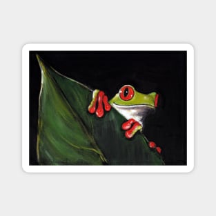 Midnight Mischief  -  Original Painting Red-Eyed Tree Frog Magnet