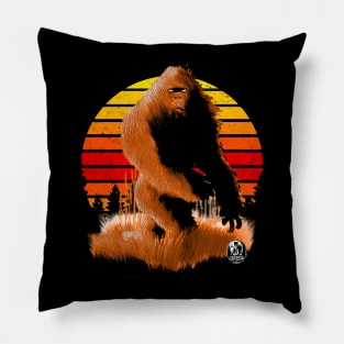 Retro Comic Bigfoot Vintage Sasquatch Sunset Art Pillow