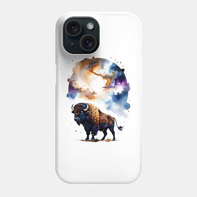 Bison in Cosmic Plains Phone Case by ArtisanEcho