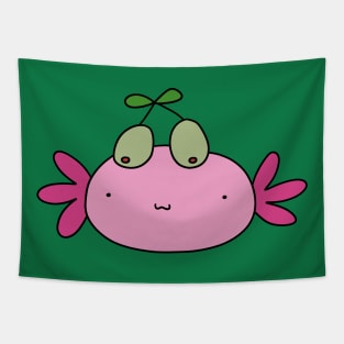 Olive Axolotl Face Tapestry