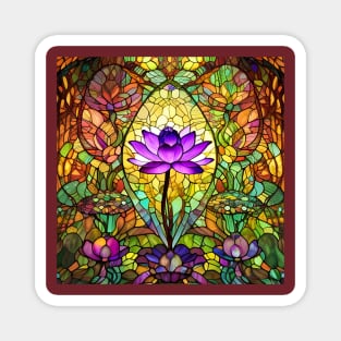 Stained Glass Lotus Flower Magnet