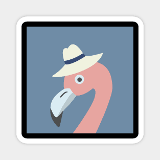 Pink Flamingo in a hat Magnet