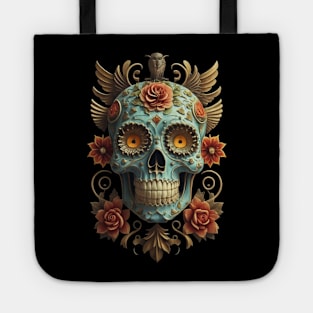 Sugar Skull Dia de los Muertos Mexican Day Of The Dead Tattoo Art Culture Punk Rock Goth Skeleton Tote