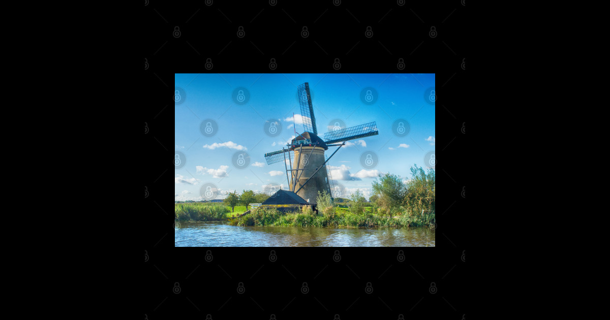 Windmills of Kinderdijk Nederlands (UNESCO Site) - Windmill - Sticker ...
