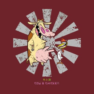 Cow And Chicken Retro Japanese T-Shirt