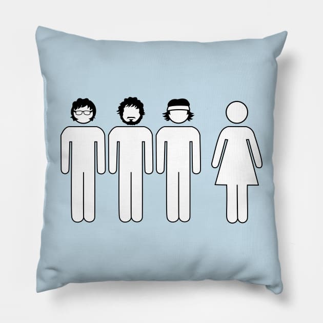 Flight of the Conchords inspired - Too many d***s on the dance floor Pillow by mdaviesart