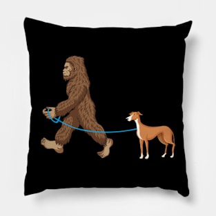 Bigfoot Dog Walk Greyhound - Sasquatch Dog Lovers Pillow