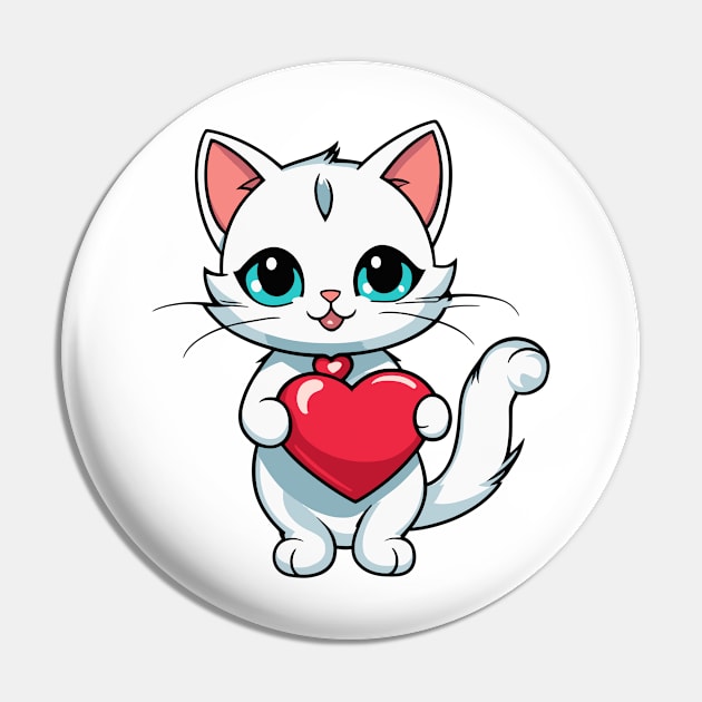 Cat Heart Balloon - Valentines Day Pin by FluffigerSchuh