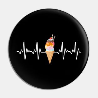 Cute Ice cream Lover Ice cream Heartbeat Pin