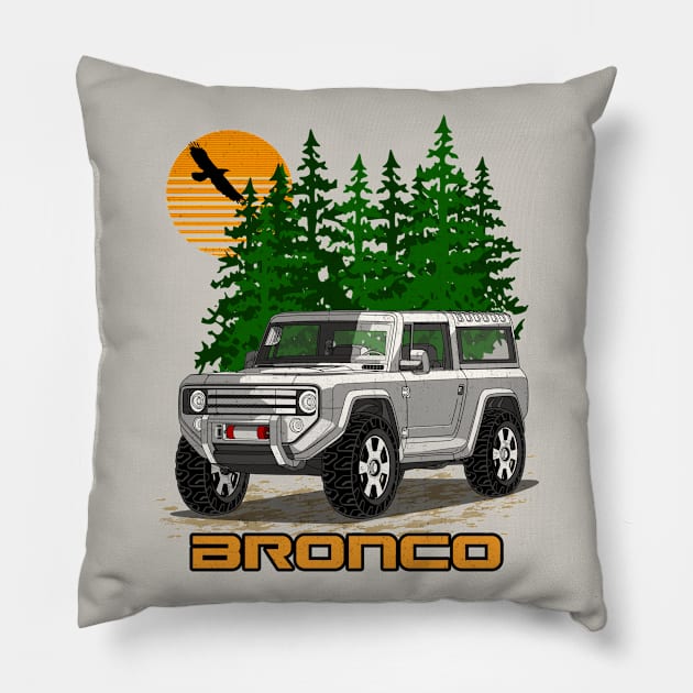 Bronco 4x4 SUV Pillow by Guyvit