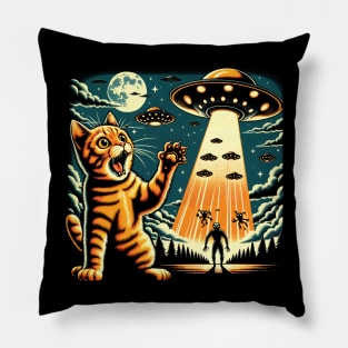 Funny Cat Alien Invasion Pillow